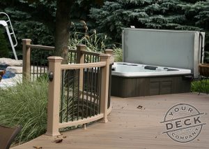 Trex deck railing with a custom curve